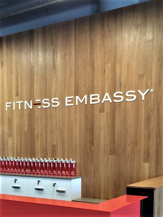 Fitness Embassy Reception Signage NSW
