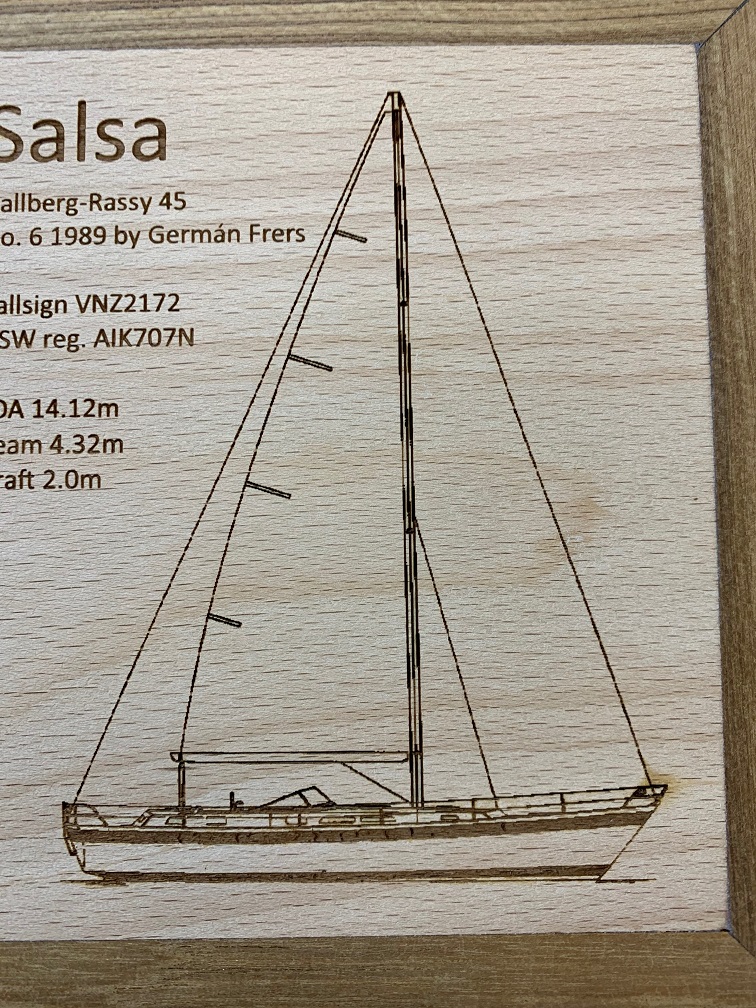 Yacht Laser Engraved NSW