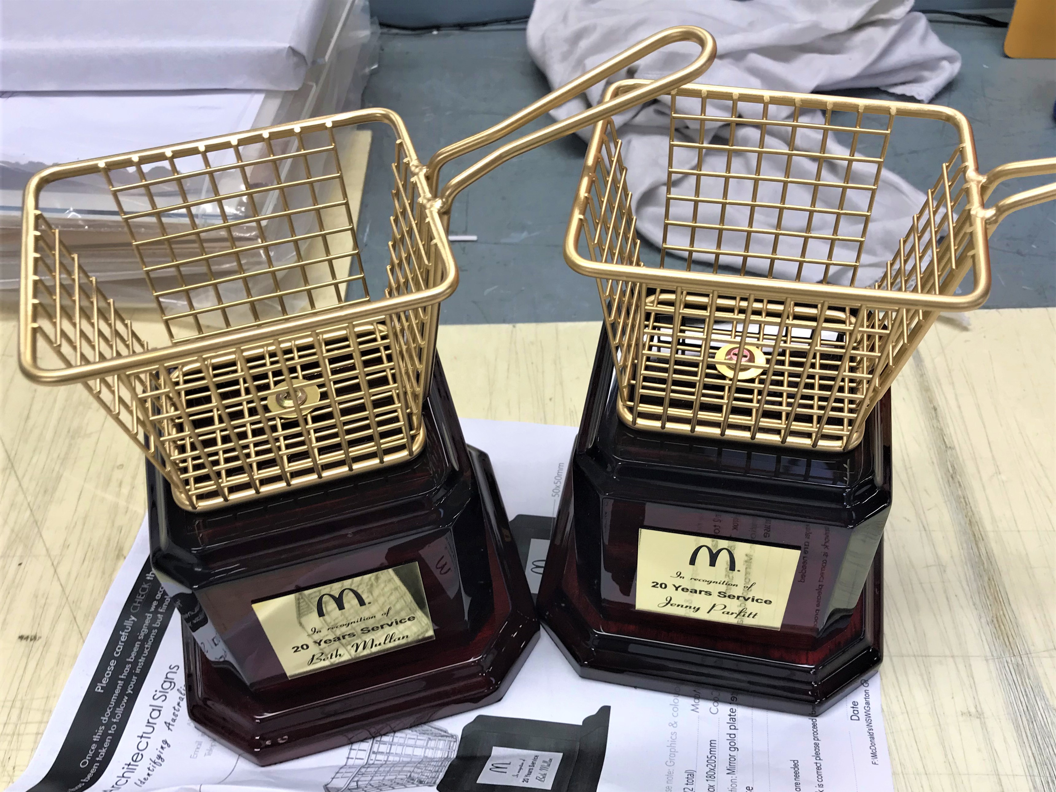 McDonalds Fry Baskets Custom Desktop and Plaques NSW