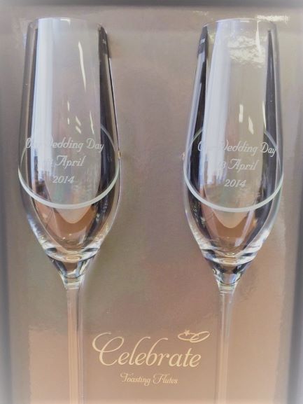 Champagne Glasses Sandblast/Etched NSW
